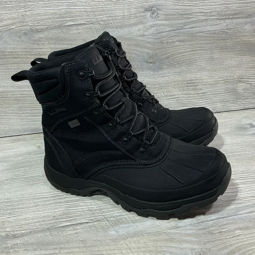 LL Bean Storm Chaser Boots Mens 9 M Black TEK 2.5 Waterproof Primaloft 507165